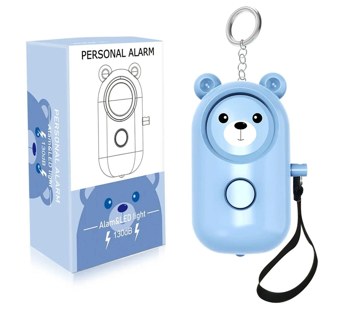 Porte-clés d'Alarme Auto-Défense pour Femmes – Sirène de 130 dB avec Lumière LED