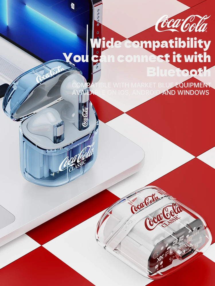 Écouteurs Sans Fil Coca-Cola TWS Bluetooth avec Micro – Imperméables et Réduction Active du Bruit pour iPhone et Xiaomi