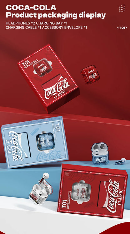 Écouteurs Sans Fil Coca-Cola TWS Bluetooth avec Micro – Imperméables et Réduction Active du Bruit pour iPhone et Xiaomi