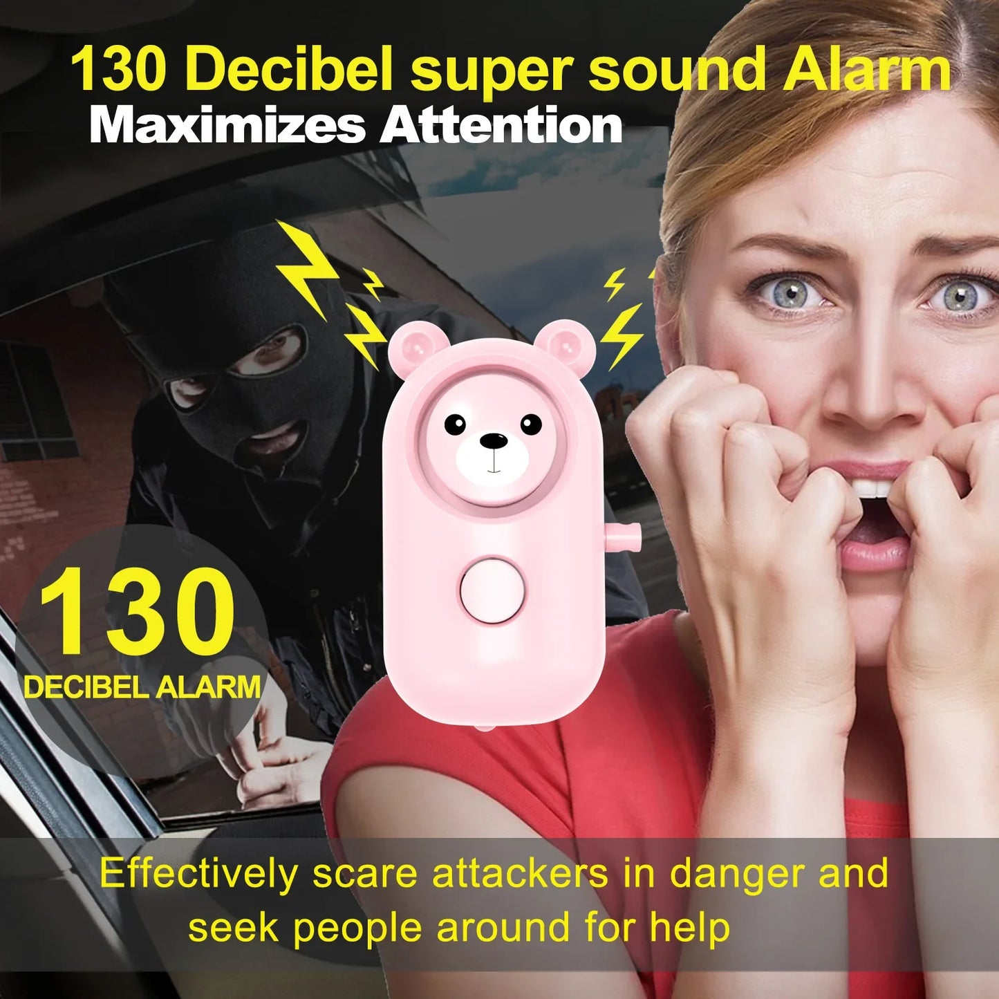 Porte-clés d'Alarme Auto-Défense pour Femmes – Sirène de 130 dB avec Lumière LED