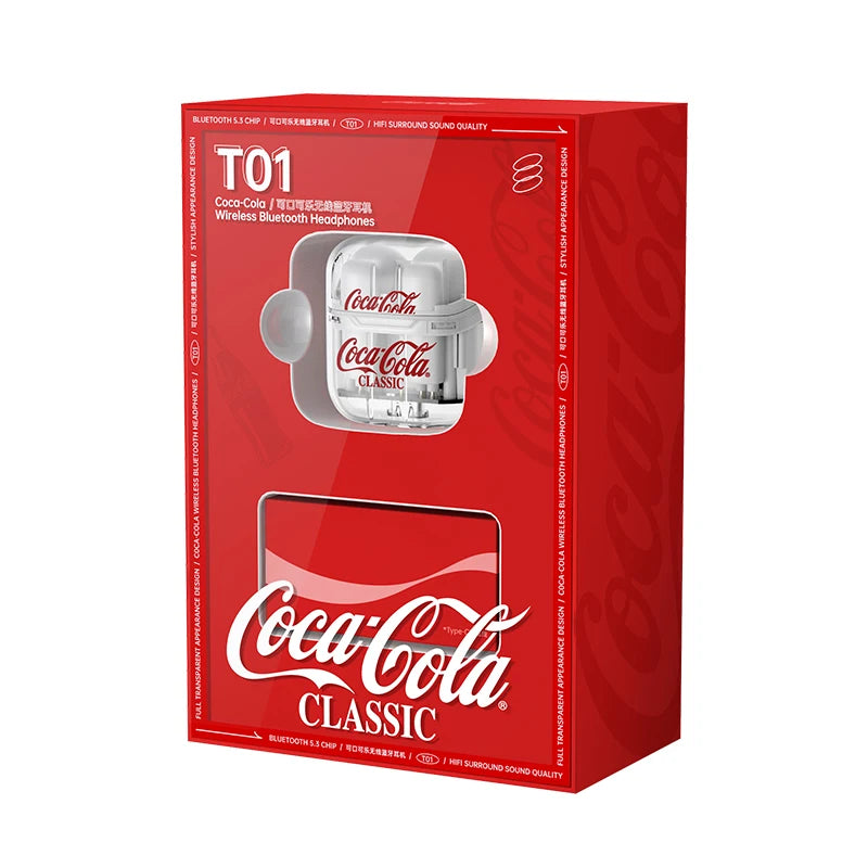 Écouteurs Sans Fil Coca-Cola TWS Bluetooth avec Micro – Imperméables et Réduction Active du Bruit pour iPhone et Xiaomi