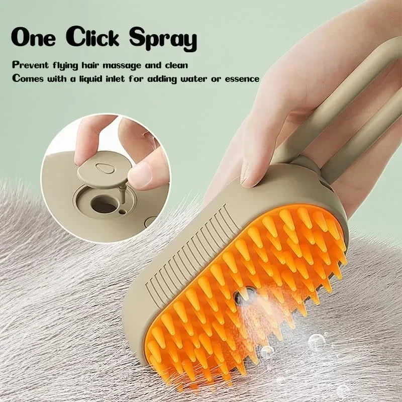 Brosse Steamy Dog 3-en-1 avec Spray Électrique et Massager