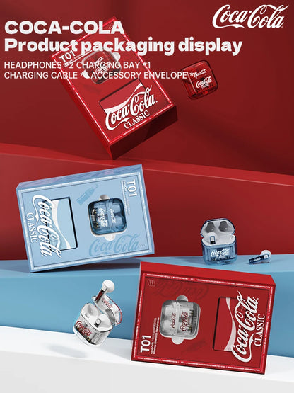 Écouteurs Sans Fil Coca-Cola TWS Bluetooth avec Micro – Imperméables et Réduction Active du Bruit pour iPhone et Xiaomi
