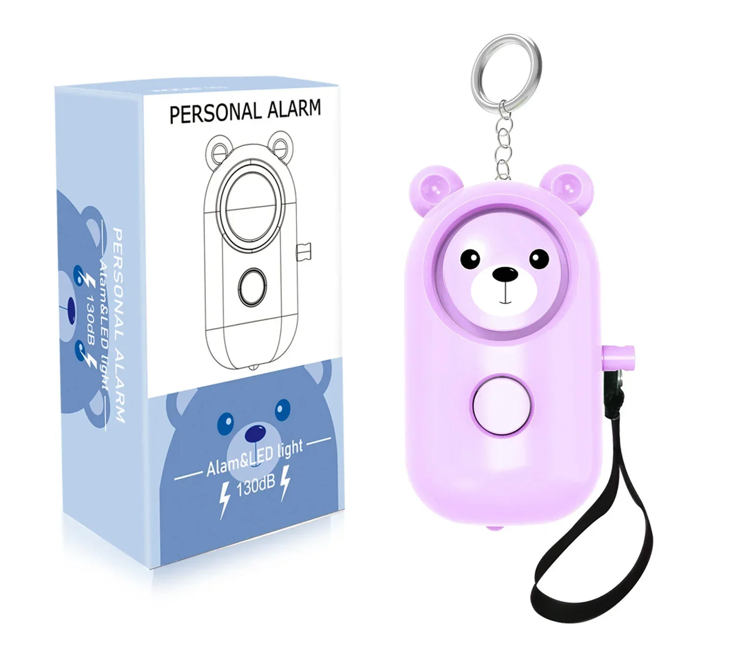 Porte-clés d'Alarme Auto-Défense pour Femmes – Sirène de 130 dB avec Lumière LED