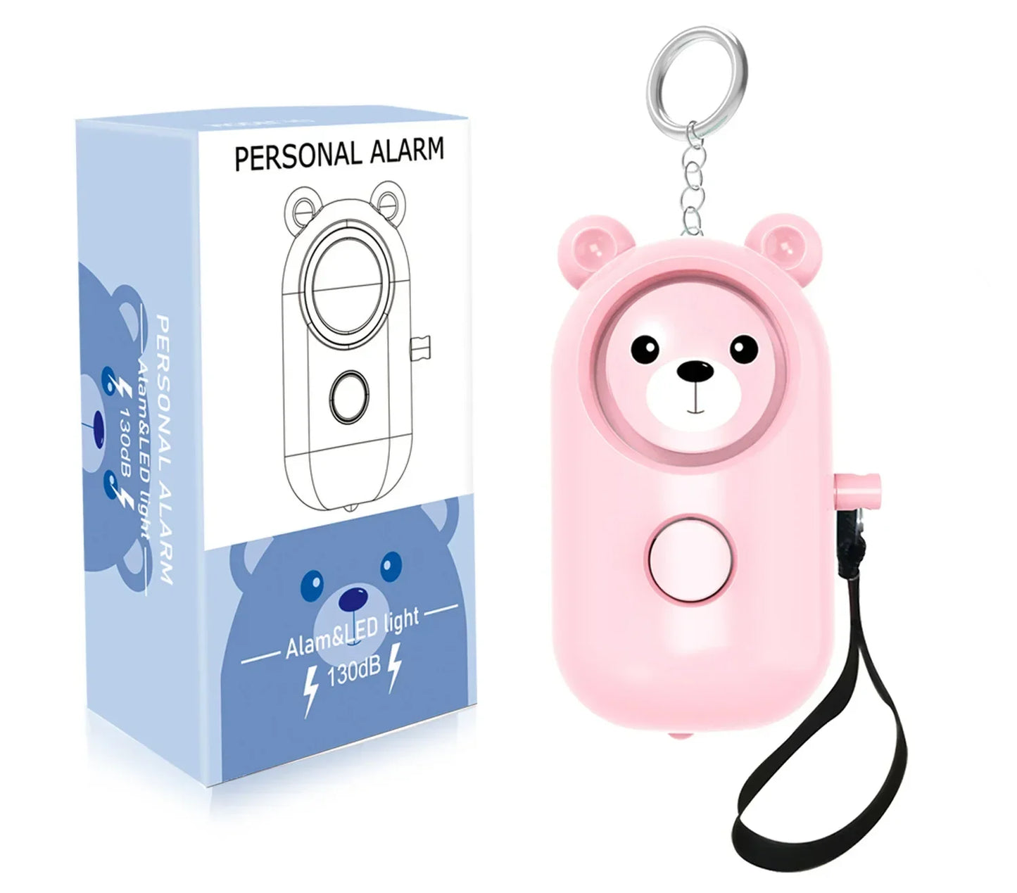 Porte-clés d'Alarme Auto-Défense pour Femmes – Sirène de 130 dB avec Lumière LED