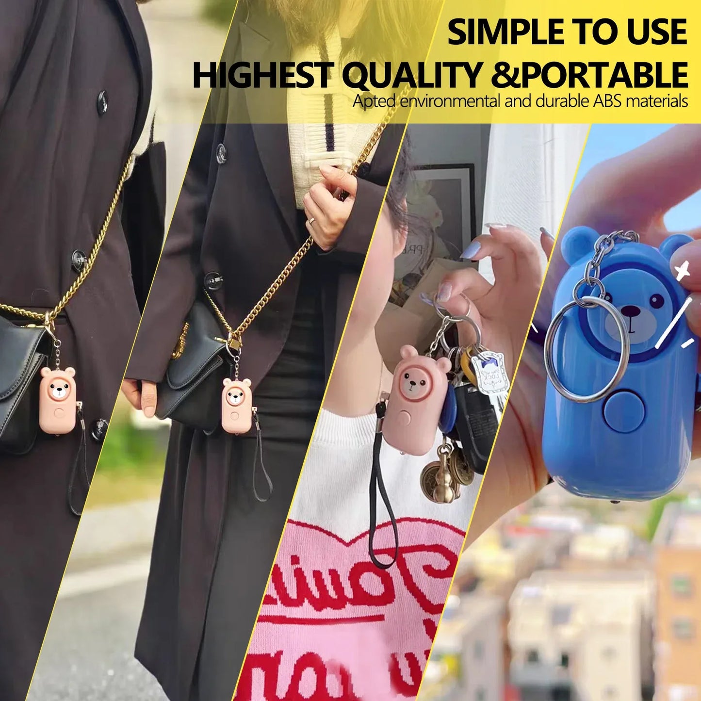 Porte-clés d'Alarme Auto-Défense pour Femmes – Sirène de 130 dB avec Lumière LED