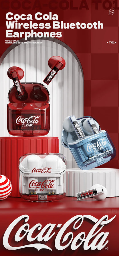Écouteurs Sans Fil Coca-Cola TWS Bluetooth avec Micro – Imperméables et Réduction Active du Bruit pour iPhone et Xiaomi